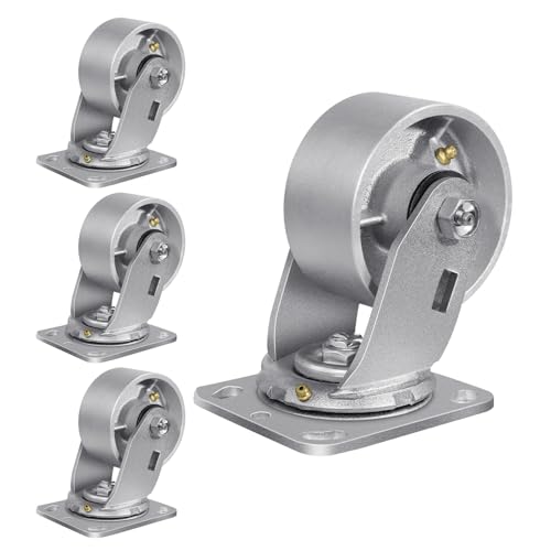 4" X 2" Caster Wheels, Heavy Duty Industrial Casters, Steel Casters 3200 LBS Capacity with Roller Bearing, Cast Iron Wheels, Metal Casters(4 Swivel) - style: 4"X 2"Wheel
