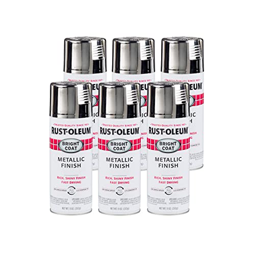 Rust-Oleum Stops Rust Bright Coat Metallic Spray Paint, Chrome - color: Chrome, size: 11 Ounce (Pack of 6)