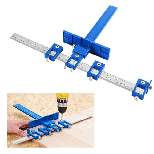 Woodworking Ruler, Cabinet Hardware Jig Mounting Template Drill Guide Sleeve Drawer Pull Jigs handle jig Power Tools Drilling Punch Locator Wood Drilling Dowelling Woodworking Kit for Cabinets Knobs