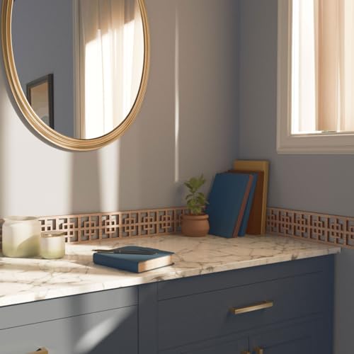 46 3/8"W x 4"H x 3/8"T Cambridge Fretwork Moulding, Walnut - color: Walnut, size: 4-in. H x 0.375-in. T