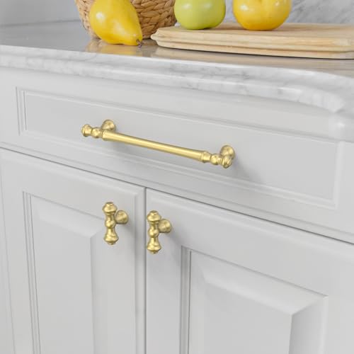 Amerdeco 10 Pack Brushed Gold Cabinet Pulls 6.3" - color: Brushed Gold, size: 6.3" hole center