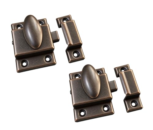 QCAA Oval Turn Cabinet Latch, for Cupboard & Other Furniture, Large, Antique Copper, Made in Taiwan, 2 Pack - color: Antique Copper, size: 2pack-large