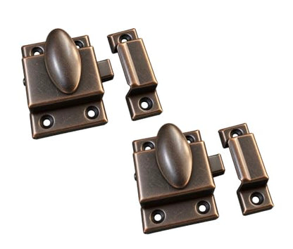 QCAA Oval Turn Cabinet Latch, for Cupboard & Other Furniture, Large, Antique Copper, Made in Taiwan, 2 Pack - color: Antique Copper, size: 2pack-large