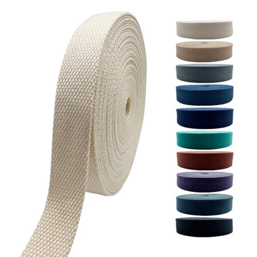 1 Inch Heavy Cotton Webbing 10 Yard Webbing Straps for Bags Handles,Tote Bag Webbing，Cloth Belt,Making Outdoor Supplies - color: Natural