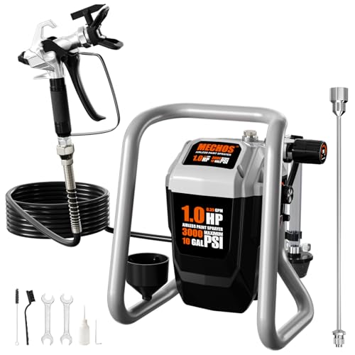 Airless Paint Sprayer, Thinning-Free Elec Spray Gun w/Brass Nozzles+Ext Rod - color: Gray