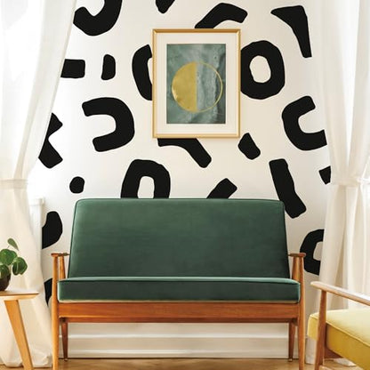Large Black Boho Geometric Wall Decals, Abstract Shapes Wall Décor - style: Abstract