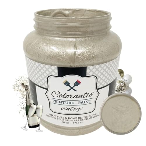 Colorantic | CHAMPAGNE METALLIC PAINT | Shimmering Champagne Chalk Paint for Furniture, Cabinets & Kitchen | All-in-One Interior DIY Craft Solution | Multi-Surfaces (58 oz) - color: Champagne, size: 58 Fl Oz (Pack of 1)