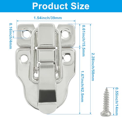 Retro Duckbilled Hasp Latch, Silver, 2 Pack - color: Silver