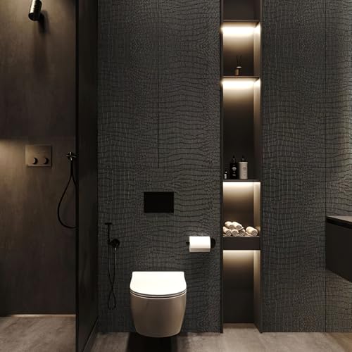 Zeeko Black Crocodile Peel and Stick Wallpaper 17.3" X 394" - color: Black, size: 17.3in x 32.8ft
