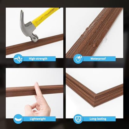 Art3d Pre-Cut Wall Molding Set of 6 pcs, 3 Top 3 Bottom, Walnut - color: Walnut: Style 1