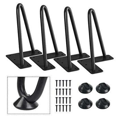 SMARTSTANDARD 6 Inch Heavy Duty Hairpin Furniture Legs, Black 4PCS - color: Black, size: 6 Inch
