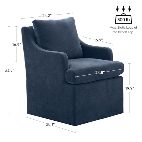 VKNOW Upholstered Dining Chairs Set of 4, Dining Room Chairs with Casters - color: Blue, size: 4