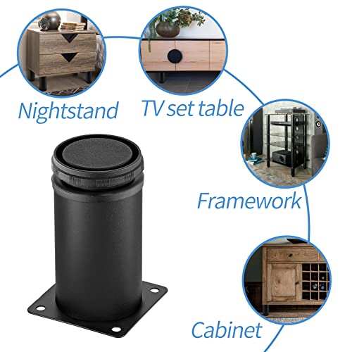 Stainless Steel Adjustable Furniture Legs 4 Inch - Black - 4pcs - color: Black, size: 4"