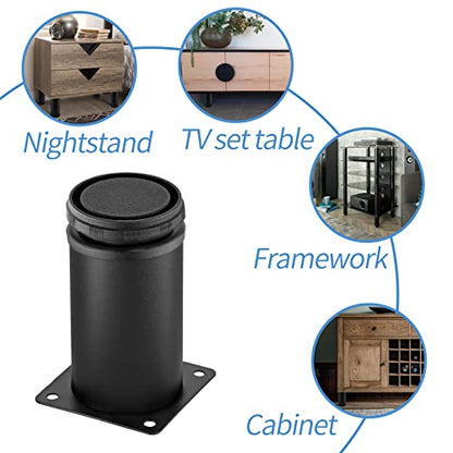 Stainless Steel Adjustable Furniture Legs 4 Inch - Black - 4pcs - color: Black, size: 4"
