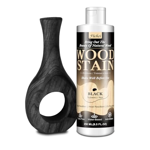 Wood Stain 8.5oz - Black | Water Based Furniture Stain & Wood Varnish for Indoor & Outdoor Wooden Furniture, Doors, Windows, Paneling, Cabinets | Low Odor Non-Toxic, Dye Fast, Multiple Finishes - color: Black