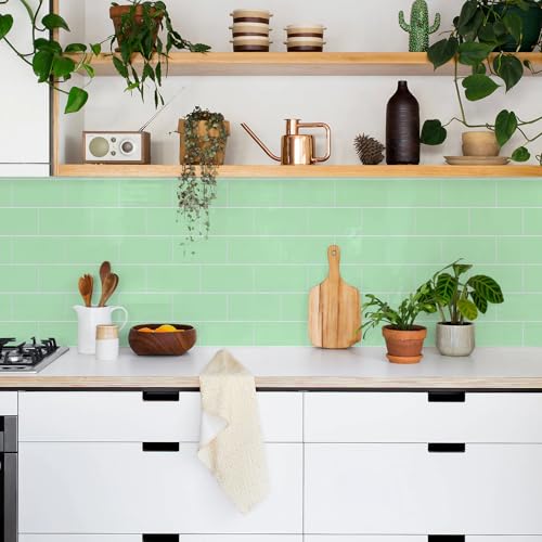 STICKGOO 10-Sheet Backsplash Peel and Stick Subway Tile(Thicker Design) - color: Light Sage