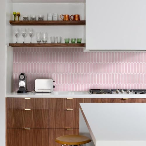Commomy Thicker Pink Peel and Stick Tile Backsplash 10 pcs of 12" x 12" - color: Thicker Design Pink