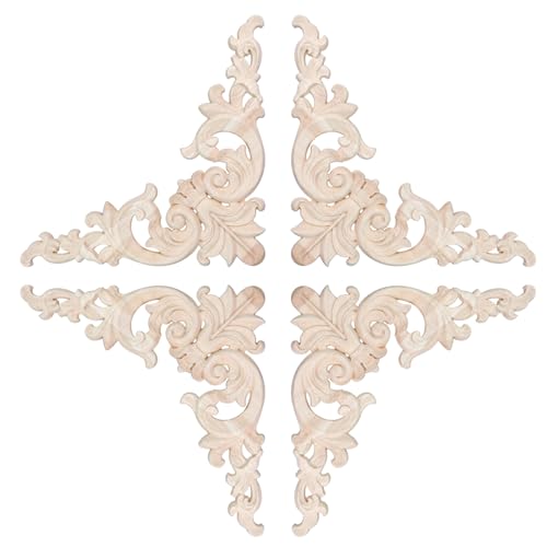 Oedema 4 Pack Decorative Wood Appliques Corner, 11.02"×7.91", Style A