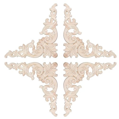 Oedema 4 Pack Decorative Wood Appliques Corner, 11.02"×7.91", Style A