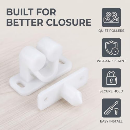 3Pcs White Marine Boat Ball Catch Door Cupboard Spring Back Plates Roller Latch Plastic Catches Cabinet Hardware Tools and Home Improvement