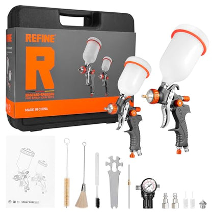 REFINE Spray Paint Gun HVLP Air Spray Guns 1.0/1.4/1.7mm Nozzle & Regulator