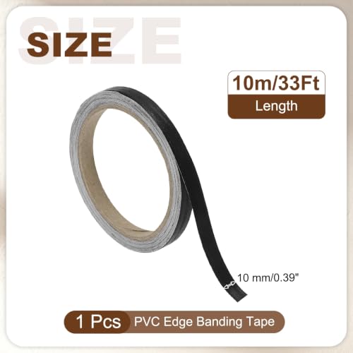 uxcell PVC Edge Banding Tape 3/8" Black Peel Stick Edging Trim - color: Black, size: 3/8"