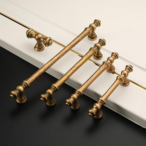 Amerdeco 10 Pack Antique Brass Cabinet Pulls 5" - color: Antique Brass, size: 5" hole center