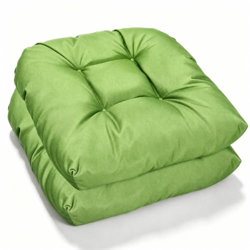 Outdoor Chair Cushions Set of 2 Patio Cushions 19x19x5”Waterproof &Fade Resistent Outdoor Cushion for Patio Furniture, Foam Filled Replacement Outdoors Seat Cushion for Dining Chairs, Green - color: Green