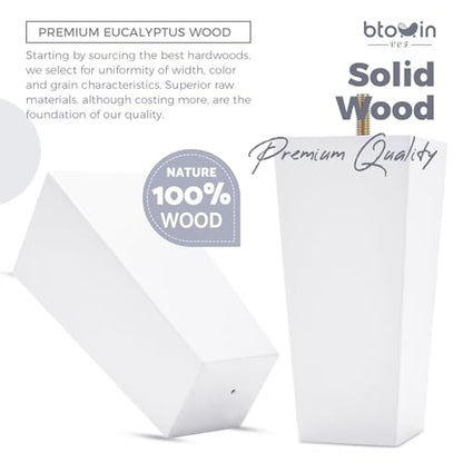 4 inch Solid Wood Pyramid Furniture Legs 4PCS Mid-Century Modern - color: White, size: 4" (10cm)