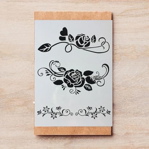 TIAMECH A4 Reusable Rose Lines Stencil for Painting - style: Rose Lines