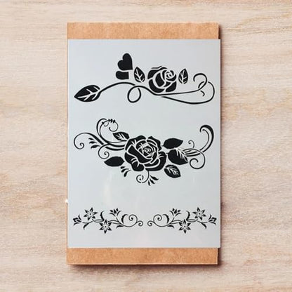 TIAMECH A4 Reusable Rose Lines Stencil for Painting - style: Rose Lines