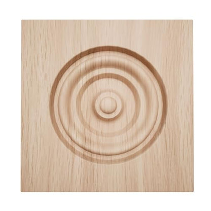 3 1/2" W x 3 1/2" H x 7/8" P Americraft Solid Hardwood Stain Grade Bullseye Rosette with Squared Edge, Red Oak - color: Red Oak, size: 3.5-in. W x 3.5-in. H