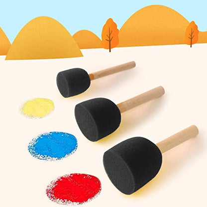 WAFJAMF 40 Pcs Round Sponges Brush Set 4 Sizes DIY Painting Tools Black - color: Black