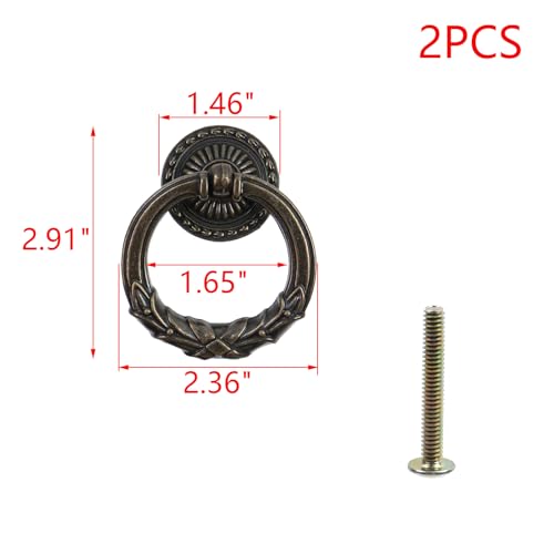 MY MIRONEY 2 Pack Antique Bronze Drop Ring Drawer Pulls - color: Antique Bronze
