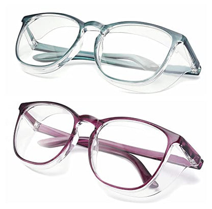 Alsenor Safety Glasses Anti Fog Goggles Protective Eyewear Blue Light Blocking Anti Dust UV Protection Glasses For Men Women (2 Pack(new-blue+new-purple)) - color: 2 Pack (New Blue + New Purple)