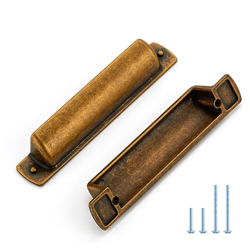 JOY DECOR Antique Brass Cabinet Pulls Cabinet Handles, 3-3/4 Inch, 10 Pack - color: Antique Brass, size: 3-3/4 inch Hole Center