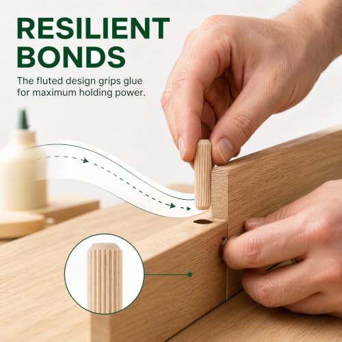 WISYOK 200Pcs Wooden Dowels, 1/4 3/8 5/16 Inch - size: 9 Size-200pcs