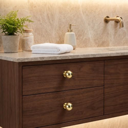 10 Package 1 1/4-inch Solid Polished Brass Cabinet knob Large Heavy-Duty Cabinet Hardware Retro Ball knob Drawer Pull. - color: Polished Brass, size: 1-1/4 Inch