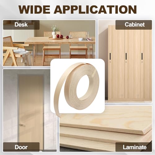 Biaungdo Birch Edge Banding 7/8 Inch x 50ft Iron-On Veneer for Cabinet
