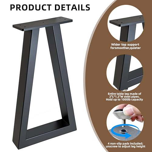 24 Inch Metal Table Legs Black, Industrial DIY Furniture Legs for Desk, Nightstand, Coffee/End/Side Table, Set of 2 - size: 24 '' Trapezoid