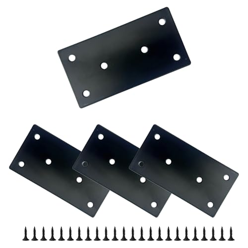 8PCS Black Stainless Steel Mending Plates Straight Metal Repair Brackets Flat Brace Hardware for Wood Furniture Cabinet Shelves Fixing Joining with Screws Kit(3.15"x1.57") - size: 3.15”x1.57”