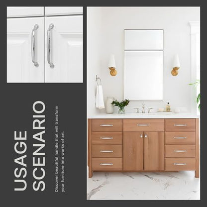 10 Pack Polished Chrome Cabinet Pulls 5 Inch/128mm Hole Center Solid Zinc Alloy Handles Drawer Dresser Polished Nickel Kitchen Cupboard Bathroom Furniture Hardware - color: 10pack - Polished Chrome, size: 5"/128mm Hole Center