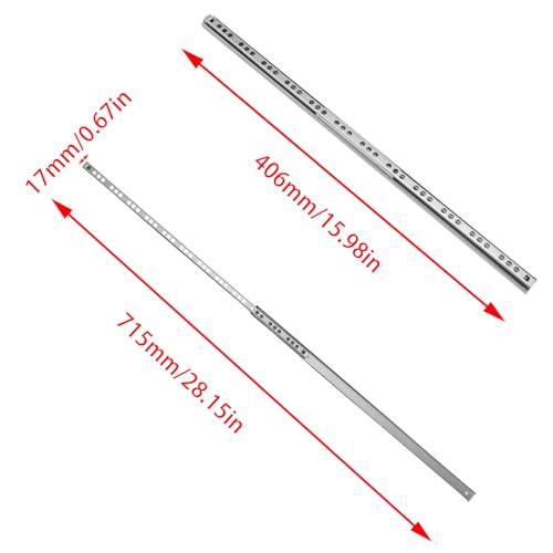 2Pcs 406mm/16 Silver Stainless Steel Drawer Slides (1 Pair) - size: 406mm/16"