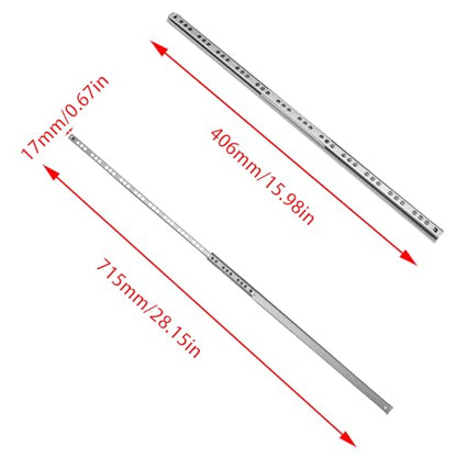 2Pcs 406mm/16 Silver Stainless Steel Drawer Slides (1 Pair) - size: 406mm/16"