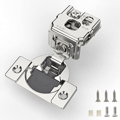 Furniware 60 Pieces 1-1/4 inch Overlay Soft Close Hinges, 105 Degree - color: Satin Nickel - 60 Pack, size: 1-1/4 Inch