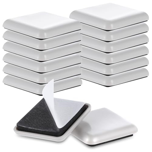 12Pcs Furniture Sliders, Square Self-Adhesive Furniture Sliders Pads