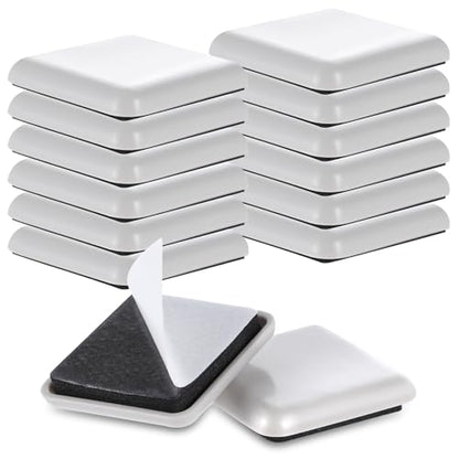 12Pcs Furniture Sliders, Square Self-Adhesive Furniture Sliders Pads