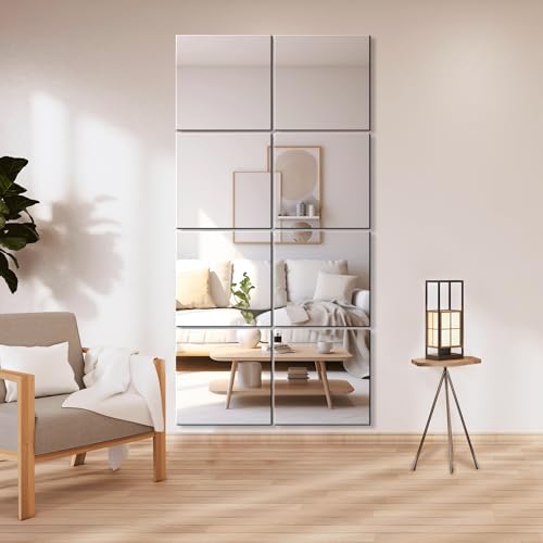 Delma Glass Mirror Tiles, 12'' x 12'', 8 PCS - size: 12" x 12" (8 PCS)