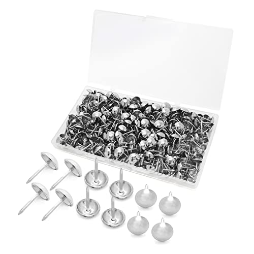 Jiozermi 300 Pcs Upholstery Tacks, Silver, 0.43'' Round Head - color: Silver, size: 0.43" x 0.67" / 11 x 17 mm