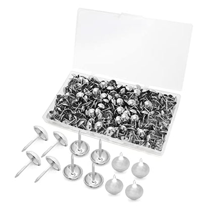 Jiozermi 300 Pcs Upholstery Tacks, Silver, 0.43'' Round Head - color: Silver, size: 0.43" x 0.67" / 11 x 17 mm